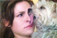 搞笑内涵图：狗狗与美女僵持中！