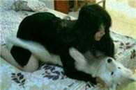 放开那只小狗 有什么本事尽管冲我来 虐待小动物算什么本事!