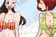 少女少男邪恶漫画大全：海边若眼的风景！