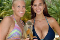 这猴子看起真小，妹子们一定要爱惜小动物哦