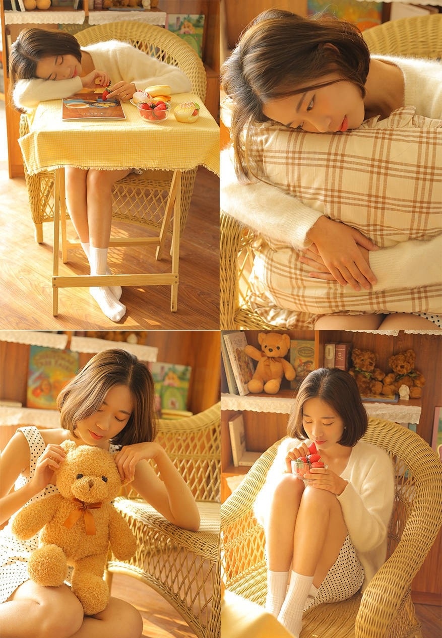 短发清纯稚嫩美少女斑点短裙私房写真图片