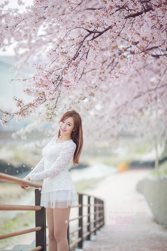 韩国美女金多蕴烂漫樱花下性感妖娆美拍图