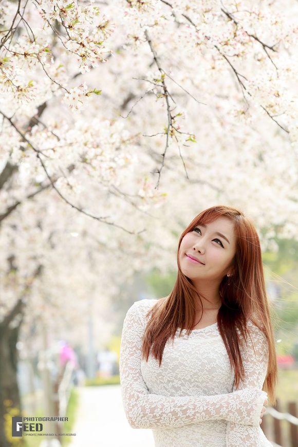 韩国美女金多蕴烂漫樱花下性感妖娆美拍图