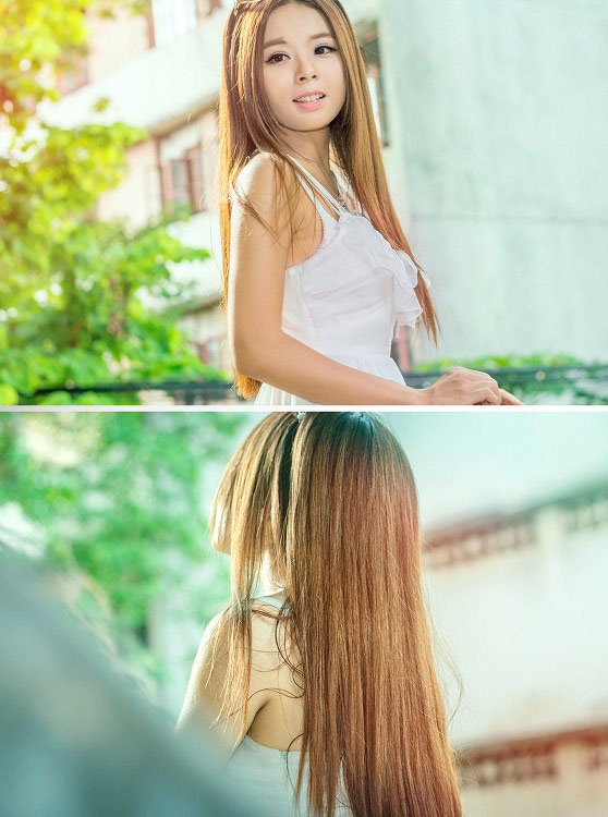 清纯少女长发白色短裙雨后操场唯美写真照