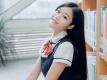 图书馆美女校花及腰黑发制服短裙图片